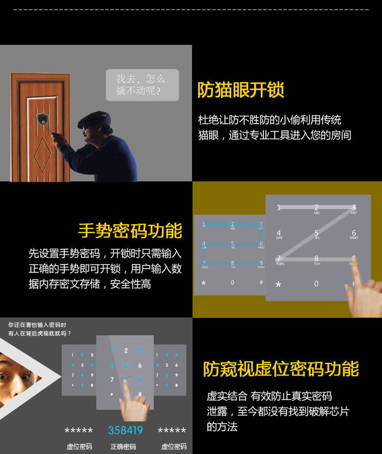 恒众鑫智能指纹密码锁E9 智能家用防盗密码指纹锁