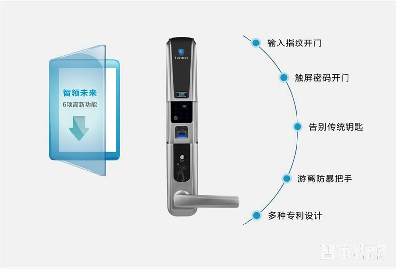 蓝盾智能锁 时尚多功能指纹锁密码锁刷卡锁滑盖