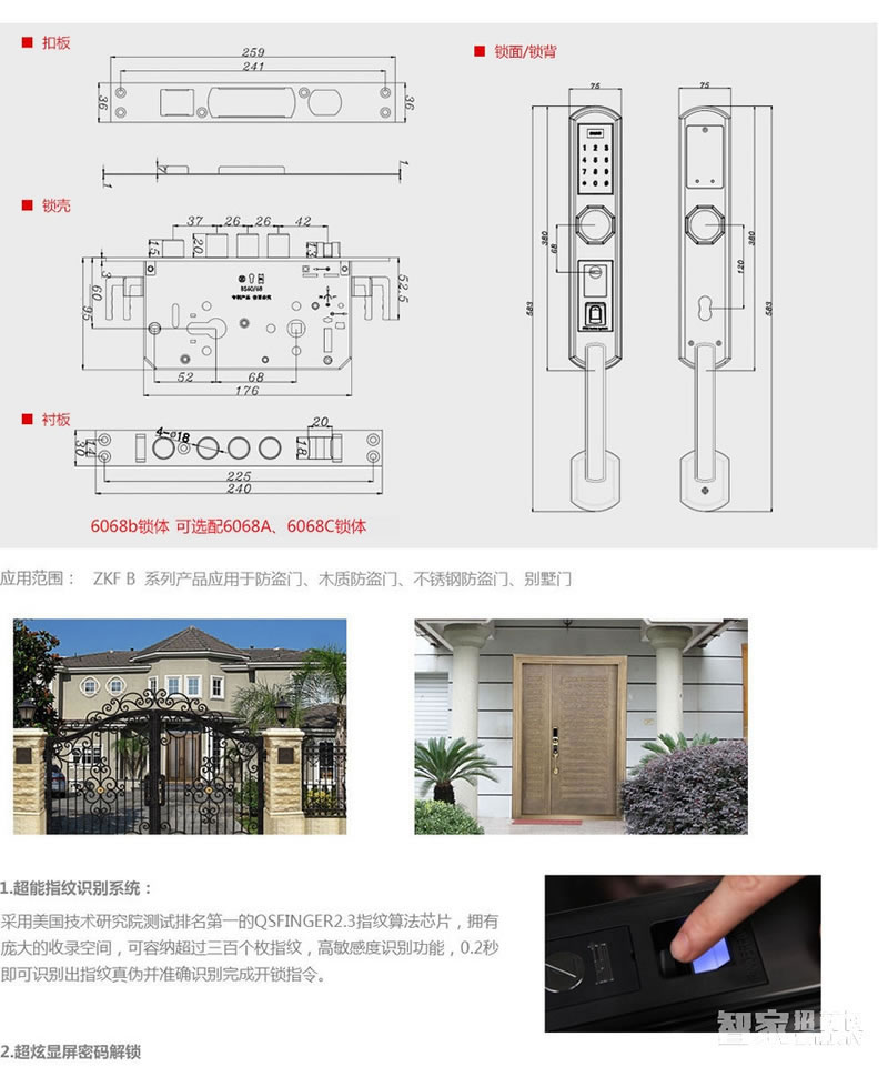 智家人智能指纹锁 电子门锁家用 入户门智能锁