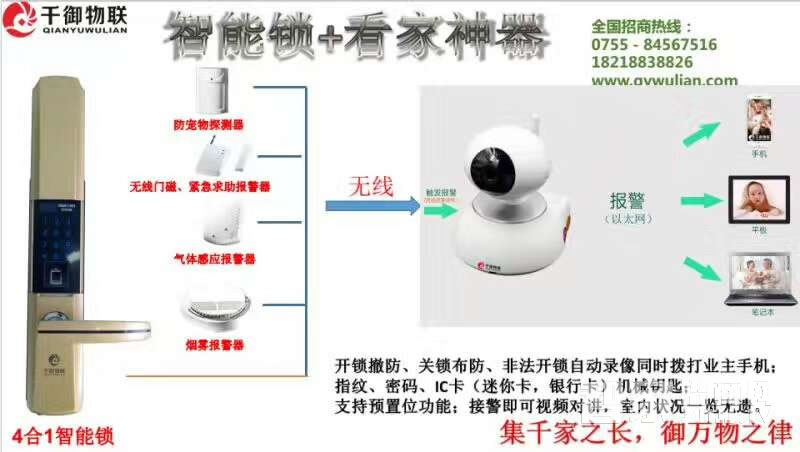 千御物联智能锁 滑盖智能指纹门锁q7888f