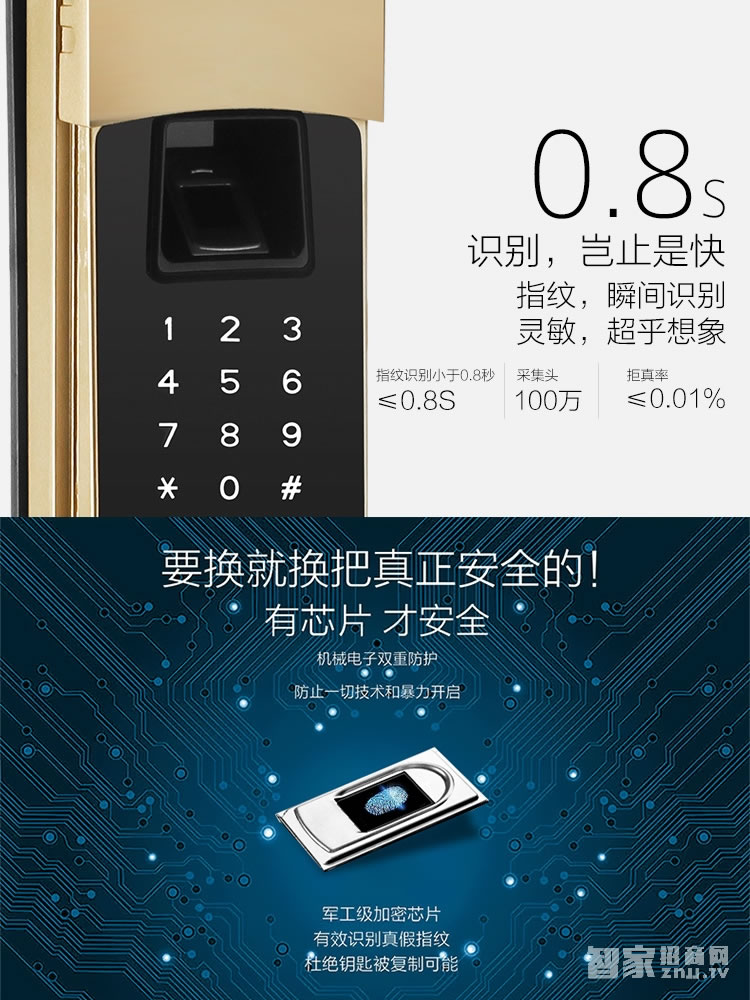 华府指纹密码锁 别墅滑盖电子防盗门锁