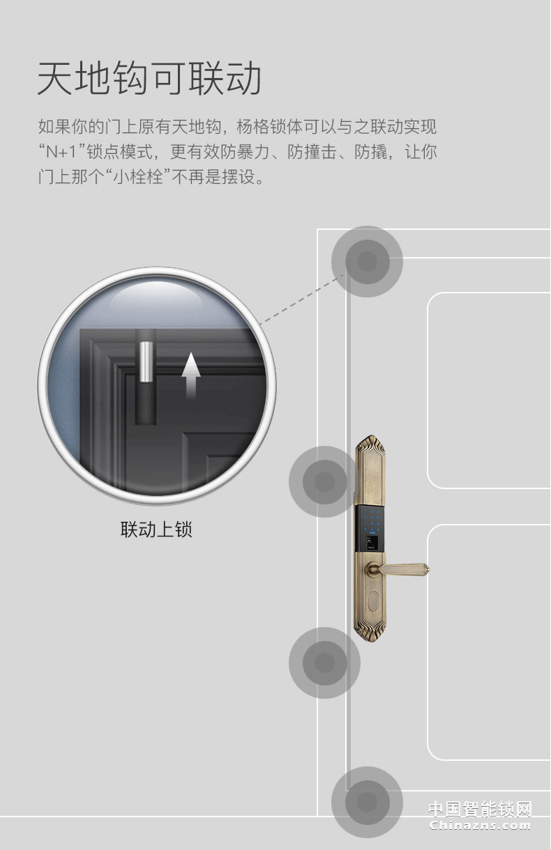 YGS杨格指纹锁欧式大门锁滑盖别墅双开门锁智能电子锁密码锁