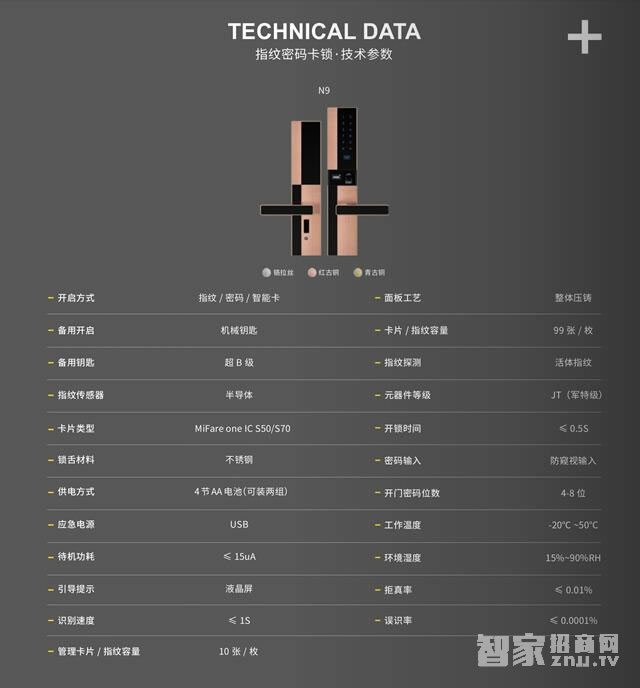 voc新品系列N9智能锁 极简主义 方便开锁