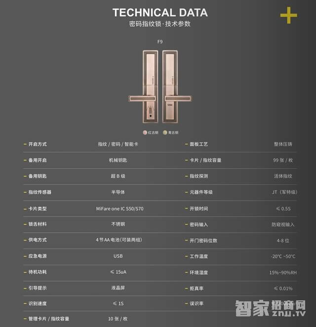 voc智能密码锁 F9指纹家用电子门锁