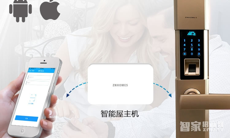 智能屋指纹锁 家用智能锁(香槟金)