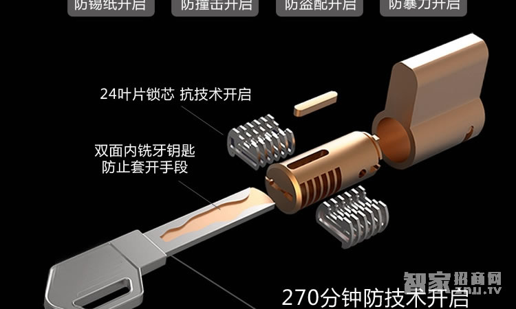 智能屋指纹锁 家用智能锁(香槟金)