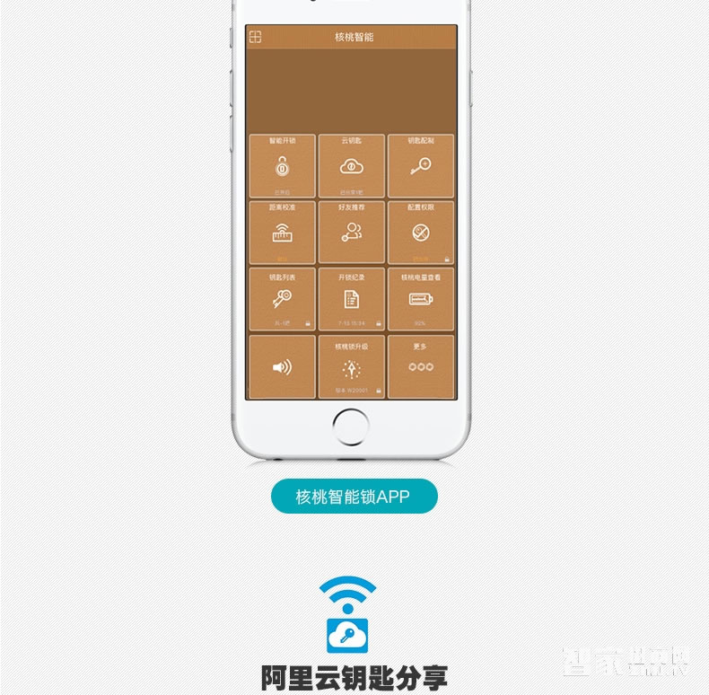 核桃智能锁 手机蓝牙开锁 智能卡锁W2