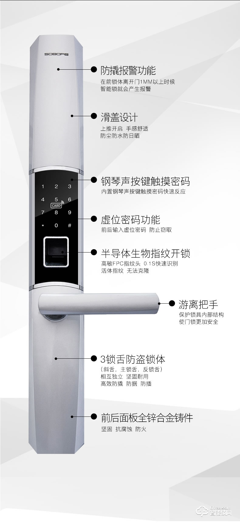 索伯菲指纹锁 131骏驰系列智能指纹密码锁