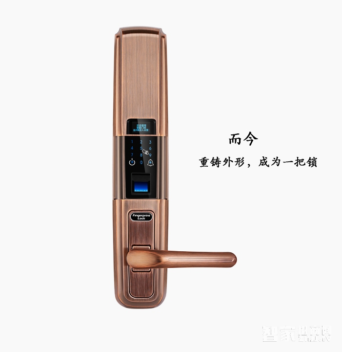 蓝盾智能锁  LT-8000E钢铸多功能型指纹锁 密码锁刷卡锁滑盖红古铜