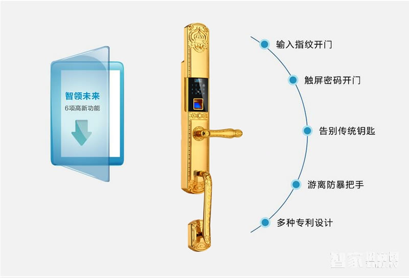 蓝盾智能锁 LT-9000EL龙冠翼鸟指纹锁密码锁刷卡锁滑盖红古铜