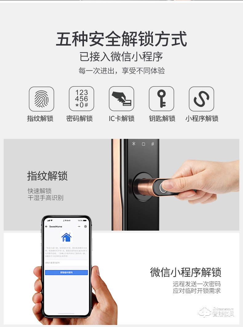 朗菲智能锁 家用防盗门免开孔入户门电子锁