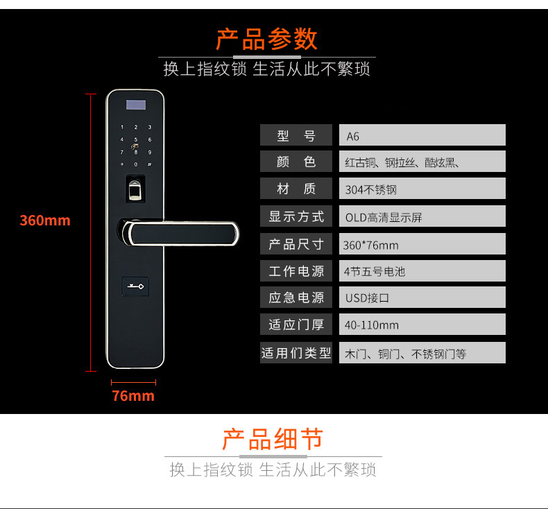 帅荣智能电子锁 密码门锁 防盗门锁指纹锁