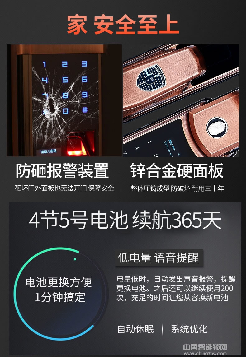 帅荣智能锁 全自动滑盖指纹锁 手机远程控制智能锁