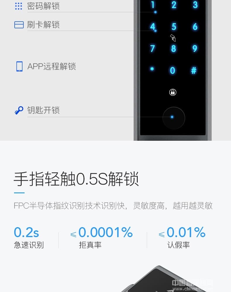 克诺雷智能锁 APP远程防撬智能锁 推拉式滑盖指纹锁