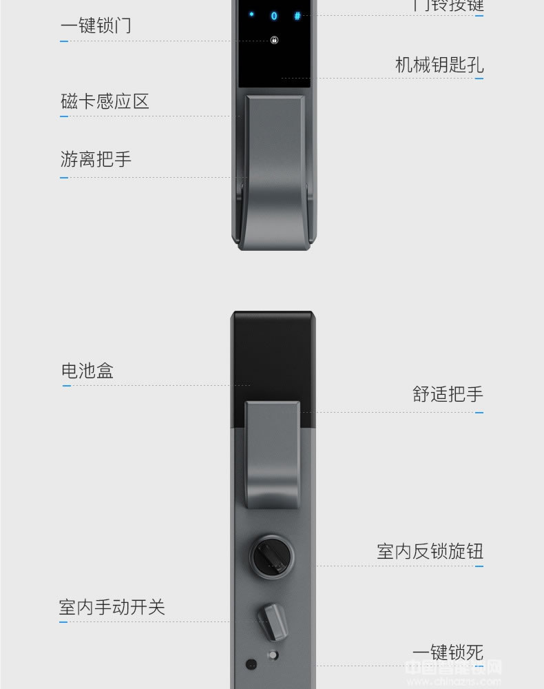 克诺雷智能锁 APP远程防撬智能锁 推拉式滑盖指纹锁