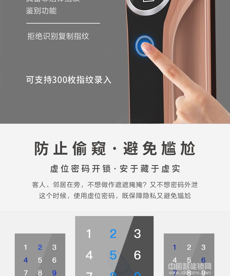 克诺雷智能锁 锌合金全自动指纹锁 半导体指纹密码锁