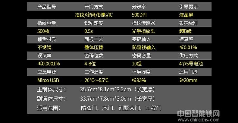 宇飞鸿指纹锁 时尚智能家居滑盖指纹锁 光学指纹锁