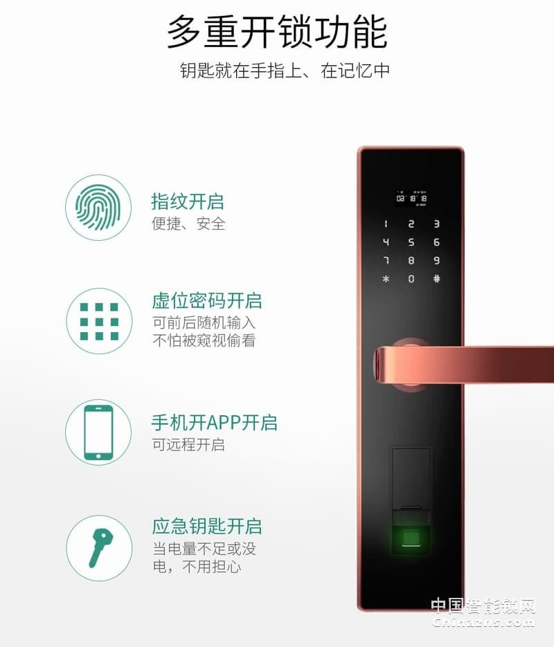 简舒智能指纹锁S002 直板家用防盗门木门智能锁 电子密码锁