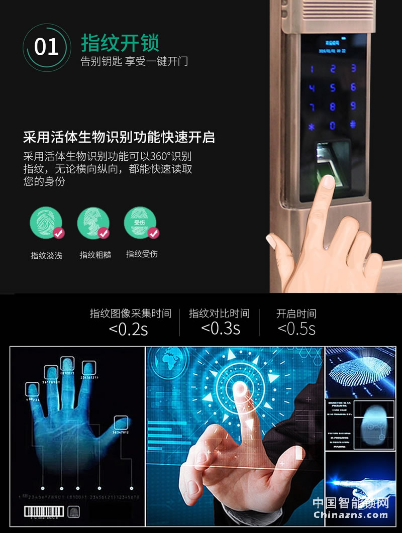 简舒滑盖指纹锁S005 家用防盗门智能指纹锁 电子密码刷卡锁