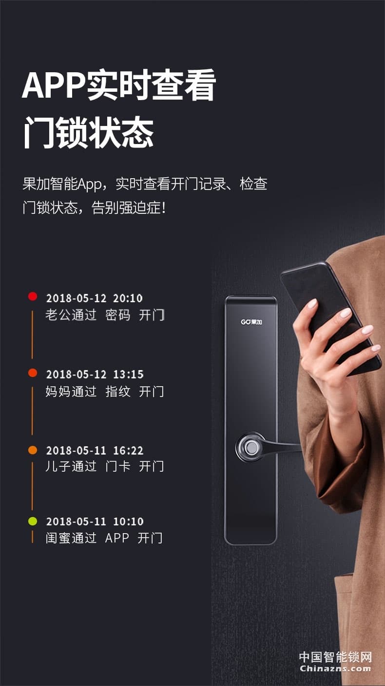 果加F2智能锁指纹锁家用防盗门锁 电子锁门锁家用密码锁可联网锁