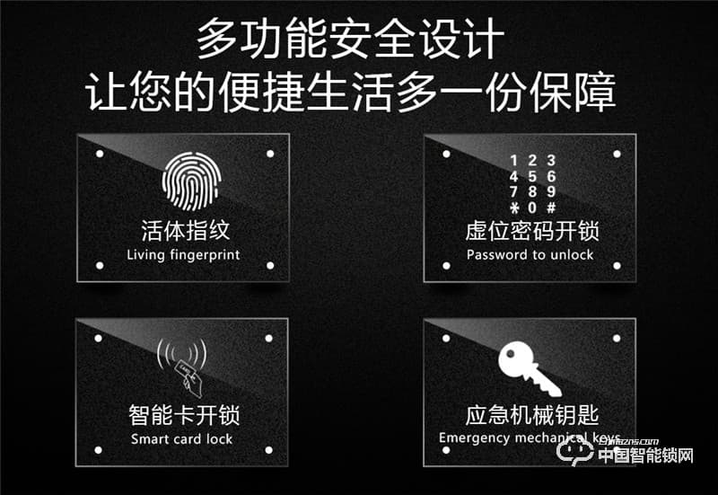 米仓MC8108智能指纹锁 防盗家用磁卡密码锁