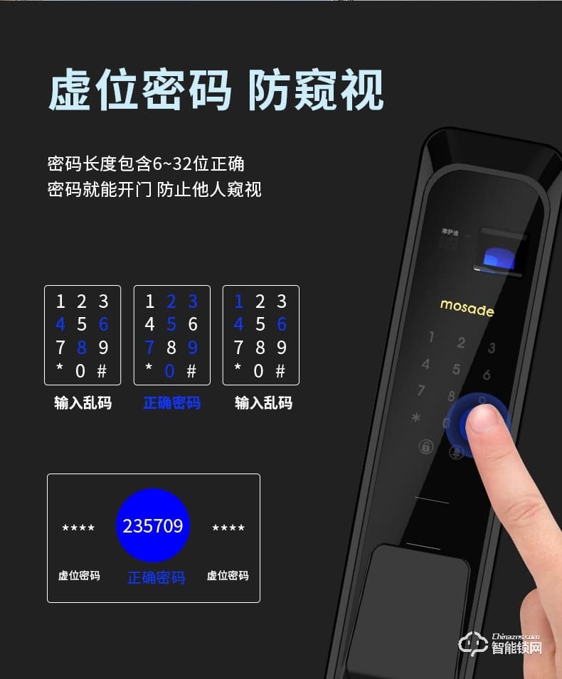 摩萨迪智能锁 MLA-008全自动指纹锁密码锁