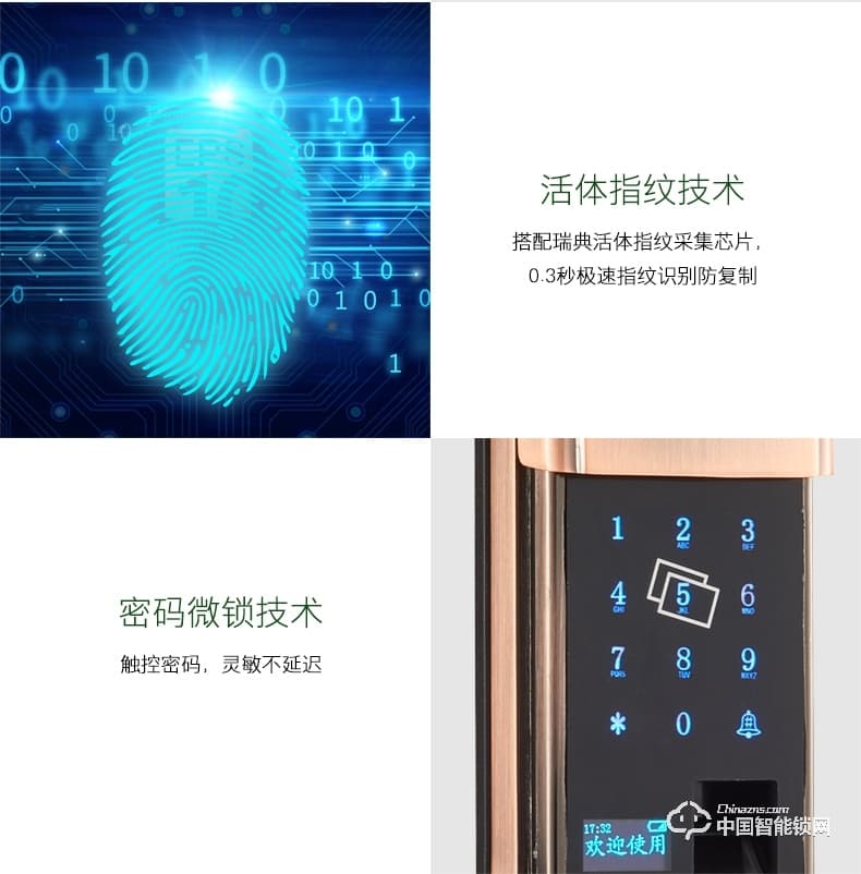 朗凯斯指纹锁L510智能锁指纹锁家用防盗门锁指纹密码锁