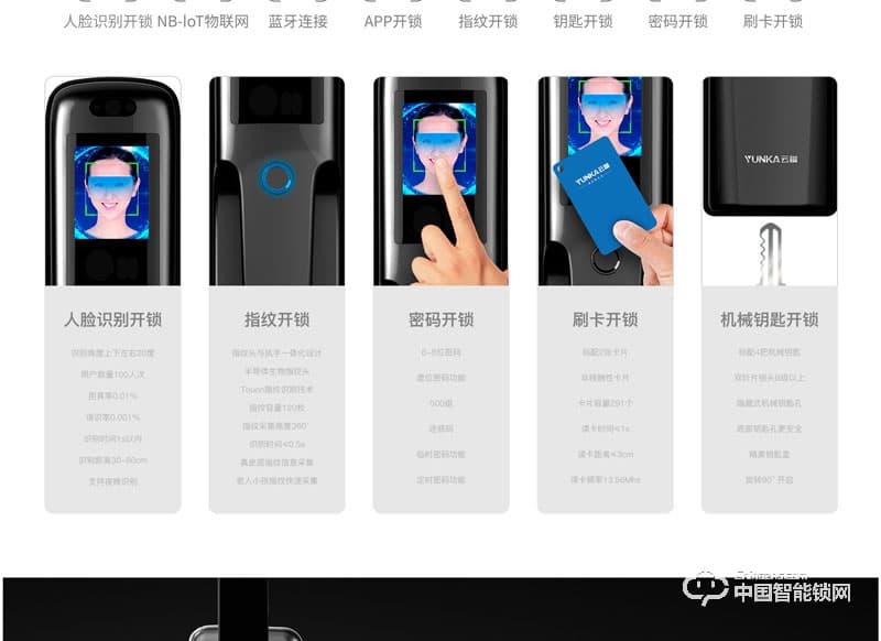 云咖智能锁 人脸识别智能锁 家用防盗门电子密码锁