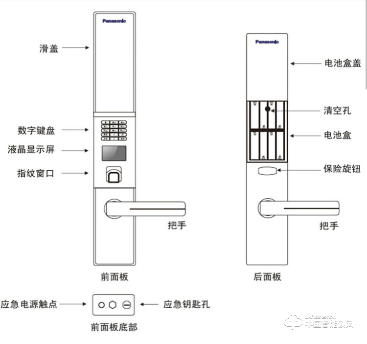 松下指纹锁 v-n630C智能C级锁芯电子门锁