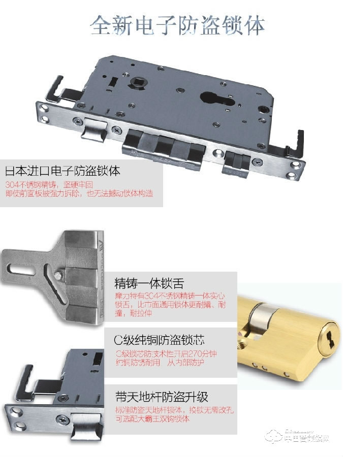 摩力指纹锁 117C99-C不锈钢锁体智能锁