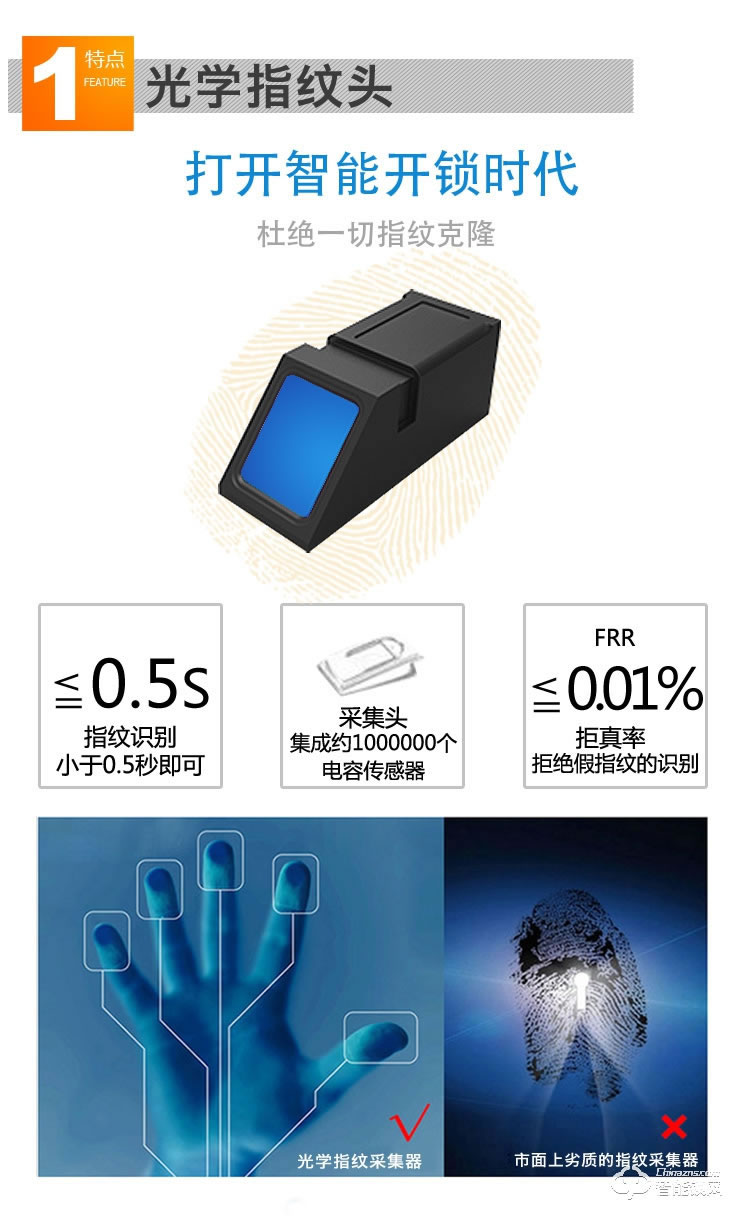 安诺斯智能锁 智能锁600家用指纹锁电子球形锁