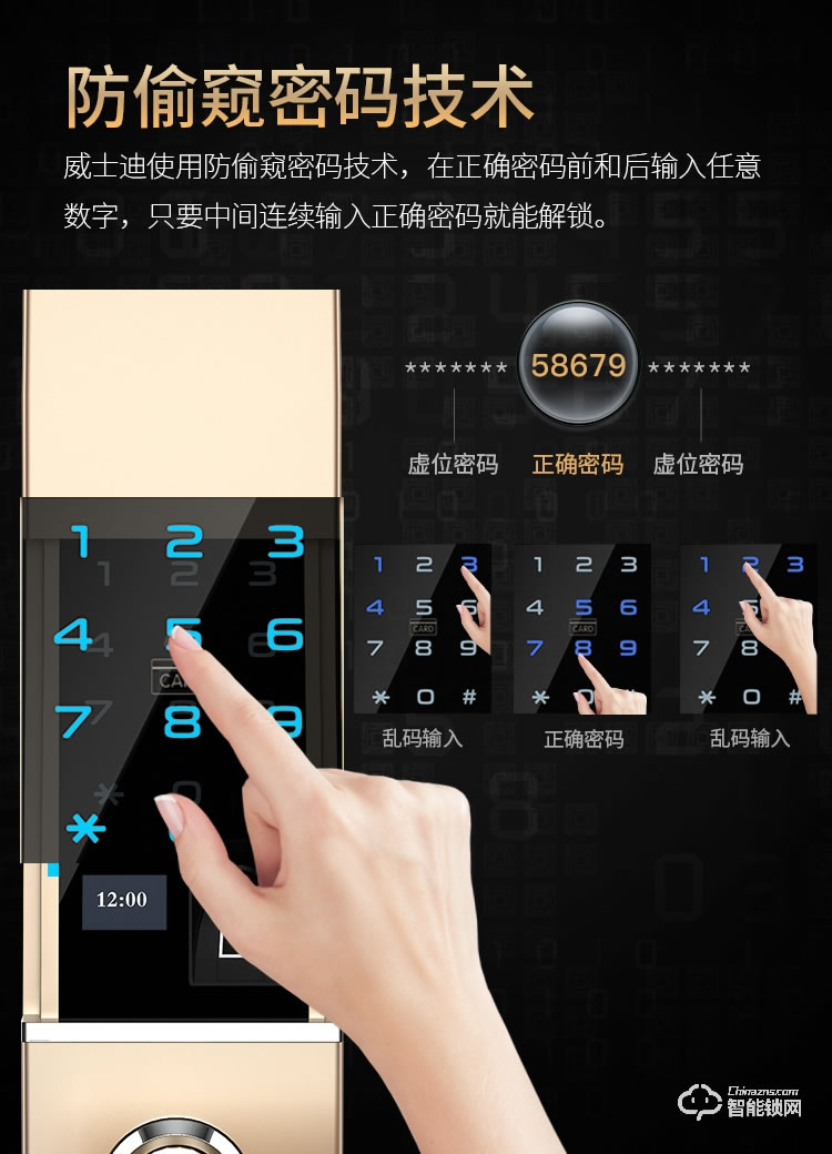 威士迪智能锁 家用防盗门半导体密码锁