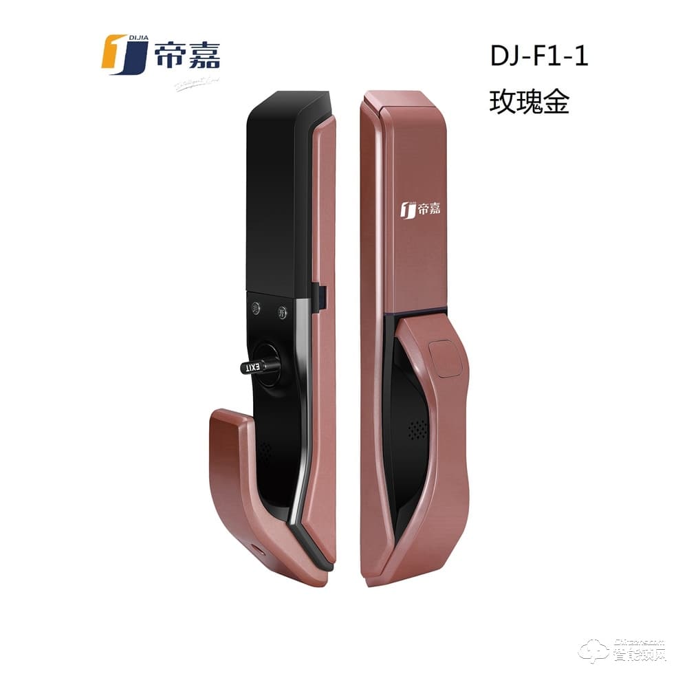 帝嘉智能锁 全自动系列DJ-F1-1玫瑰金指纹密码锁