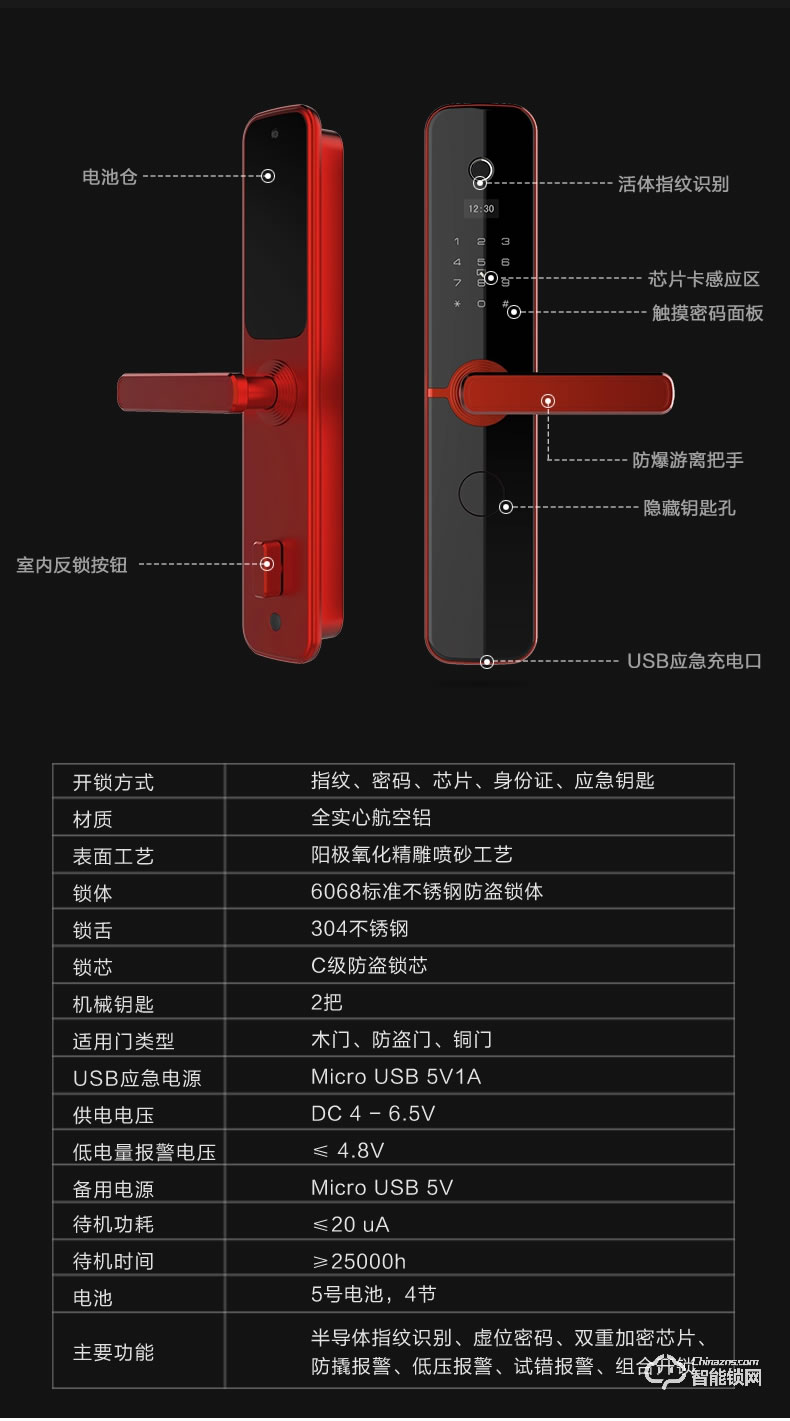 长虹智能锁 B3家用防盗门锁智能锁密码锁