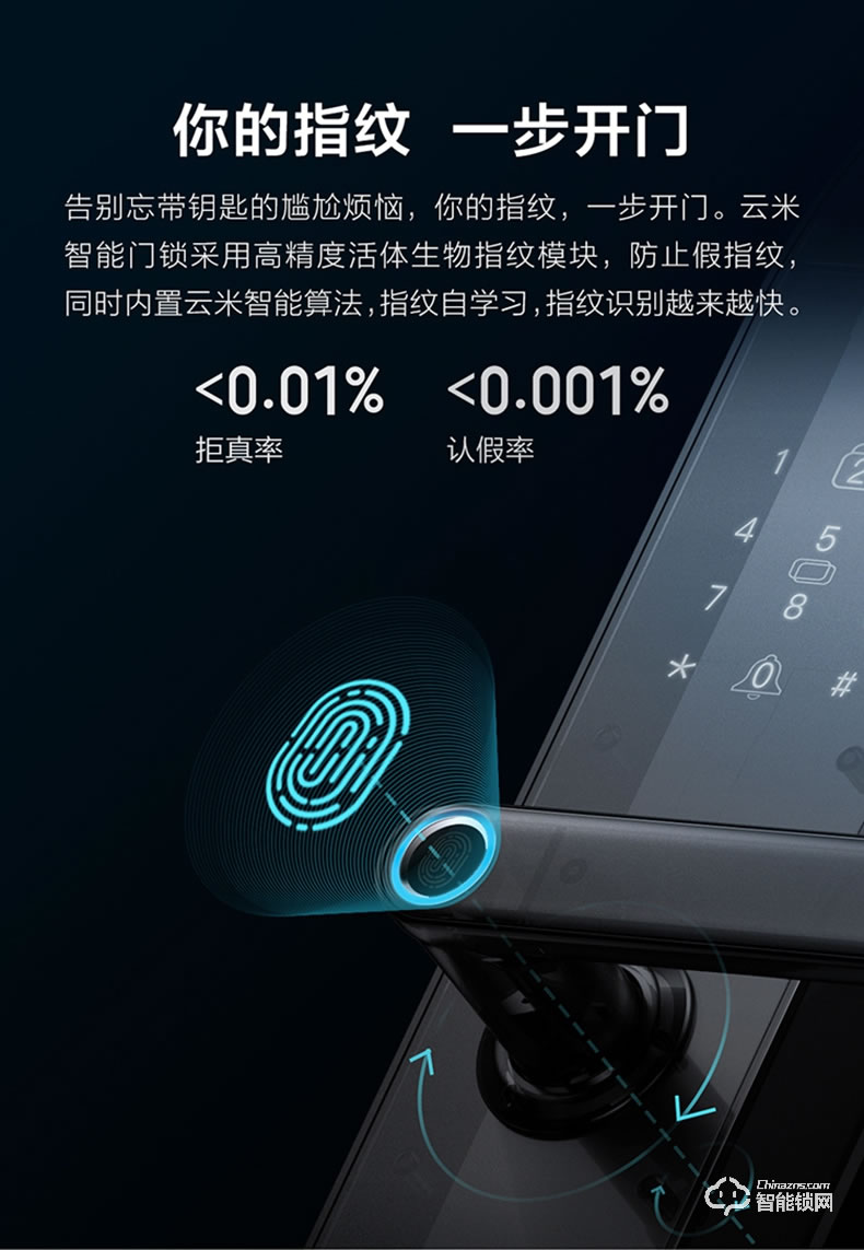 云米指纹锁 家用防盗门门锁智能锁