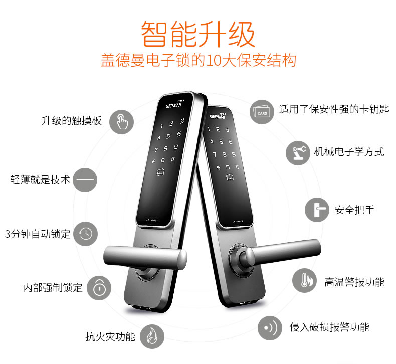 盖德曼指纹锁 R100原装进口智能锁