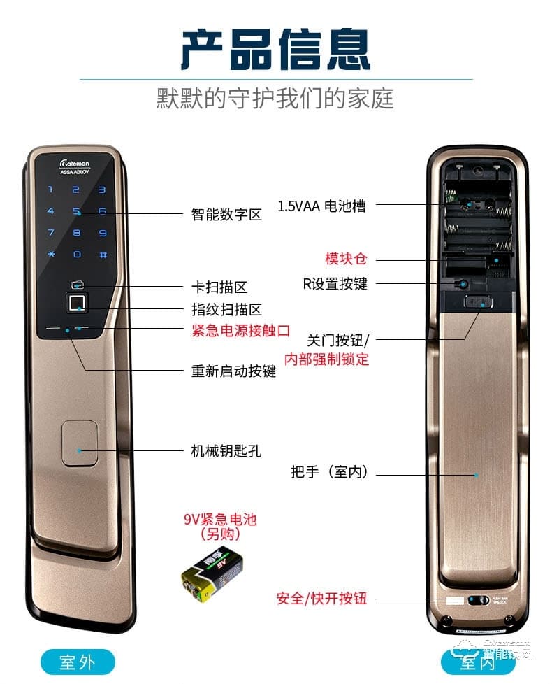 盖德曼指纹锁 PASS700进口指纹锁密码锁