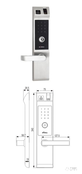 皇鼎智能锁 DL-2453-CPF-BNSS 电子触屏密码指纹执手锁