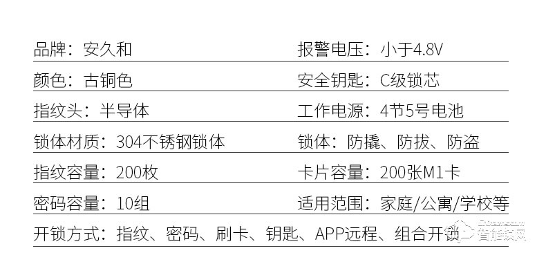 安久和智能锁 家用防盗门通用型智能门锁