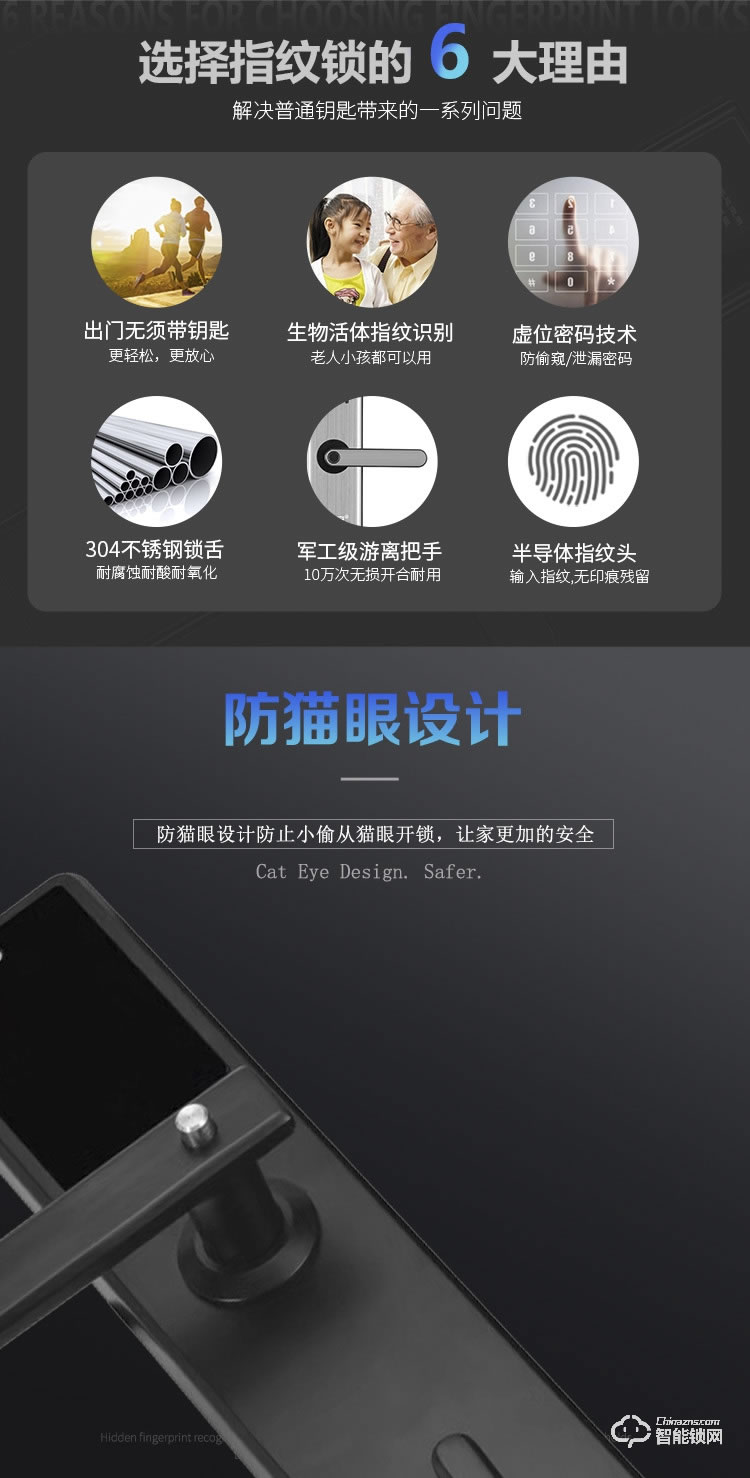 深丽安智能锁 P1防盗家用防猫眼智能密码锁