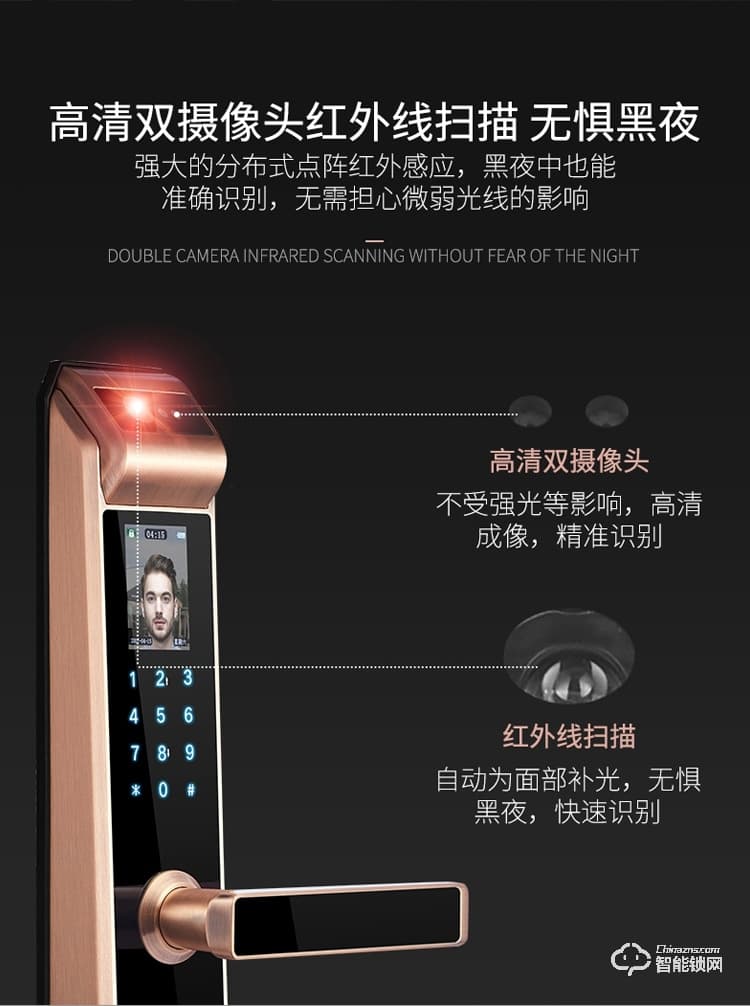 梵蒂安指纹锁 全自动密码锁人脸识别锁