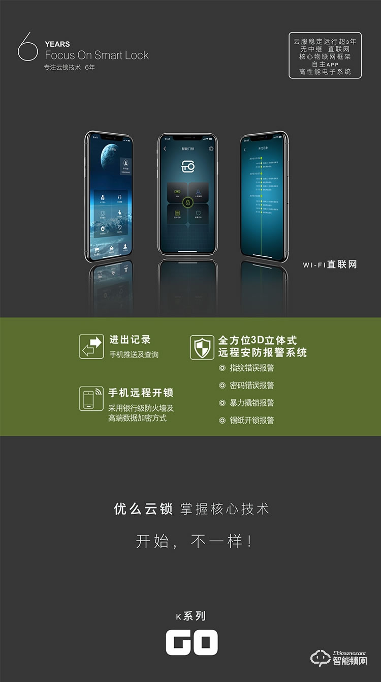 优么云智能锁 K1家用指纹锁智能锁