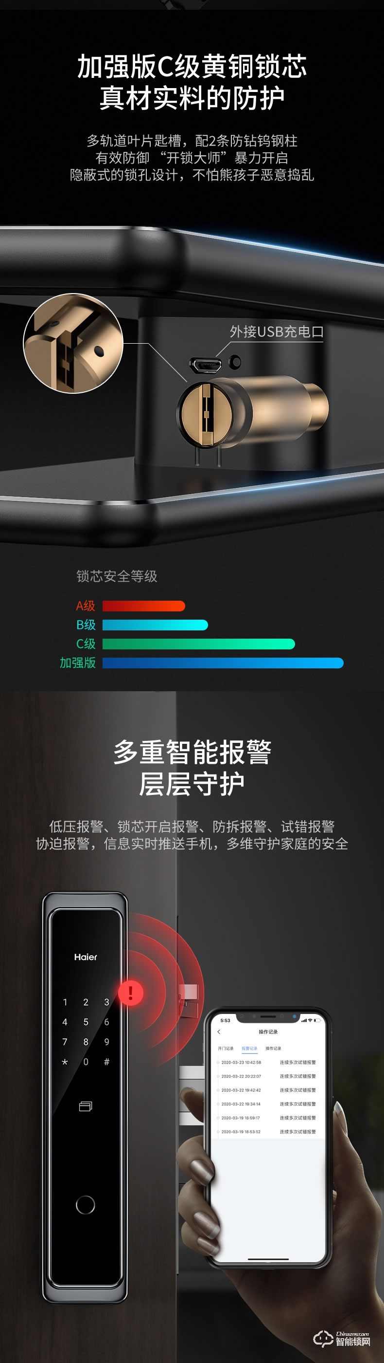 海尔智能锁 智系列全自动家用APP远程防盗密码锁