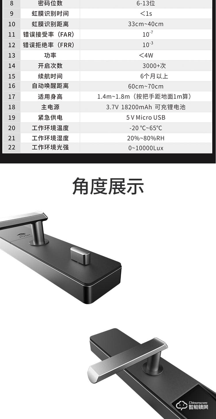 艾锐世虹膜智能锁 i80二代双目虹膜锁