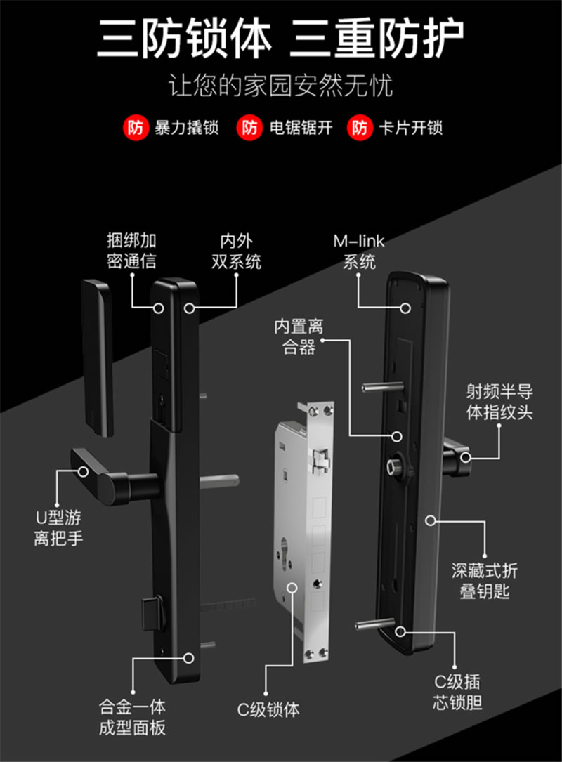 伯兰美智能锁 电子门锁别墅大门密码智能锁