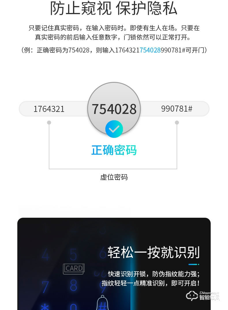 创鸿智能锁 新玻璃门指纹锁单双门密码锁