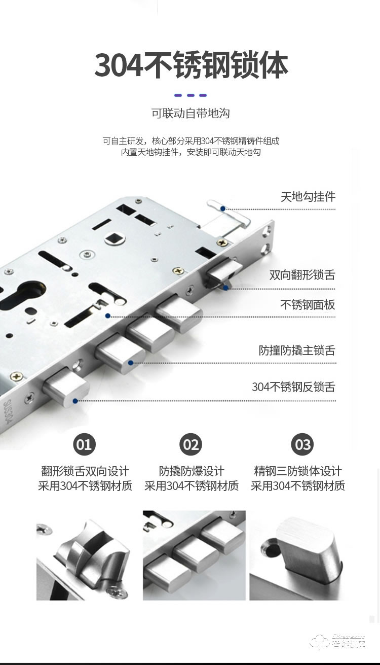 菲花奥智能锁 家用防盗门电子密码磁卡锁