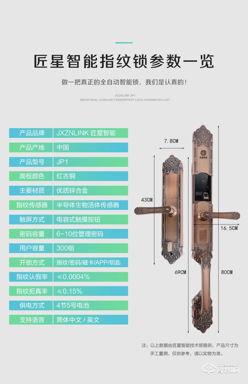 匠星智能锁 JP1别墅大门欧式双开门密码门锁