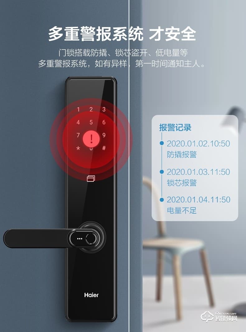 海尔智能锁 E20家用防盗门智能门锁电子密码锁