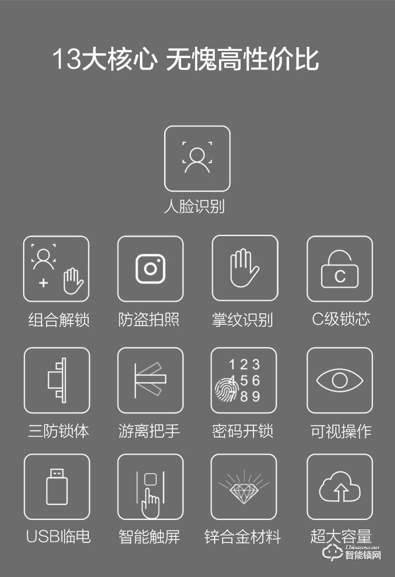 秘堡智能锁  I系列全自动人脸识别密码锁